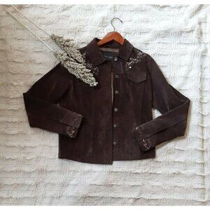 Saguaro Suede Leather Women Cowgirl Jacket Beaded Embroidery West Western Size M